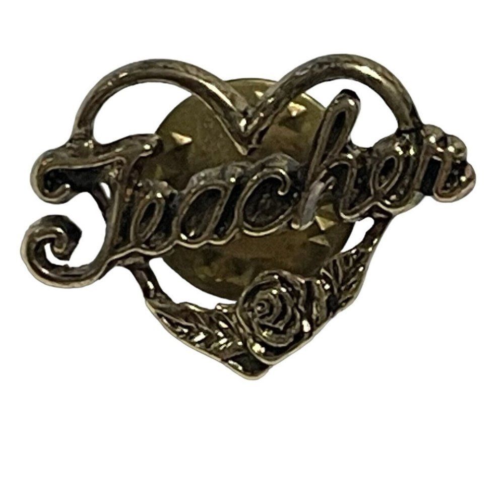 Teacher Heart Spell Out Pin Brooch Christmas Holiday Teacher Gift Present